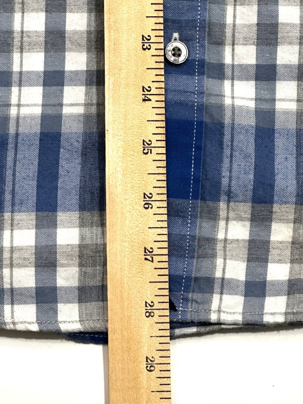 UNTUCKit Mens Large Slim Fit Blue Gray Plaid Button Front Shirt Cotton Casual - Picture 10 of 16